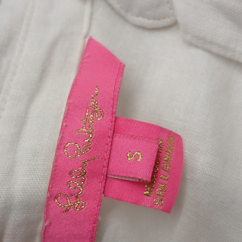 Lilly Pulitzer White Linen Button Down Tunic Natalie Coverup Size Small - Picture 11 of 13